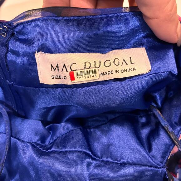 Mac Duggal Blue Floral Cutout Gown Sz 0 MSRP $598 - Picture 6 of 9